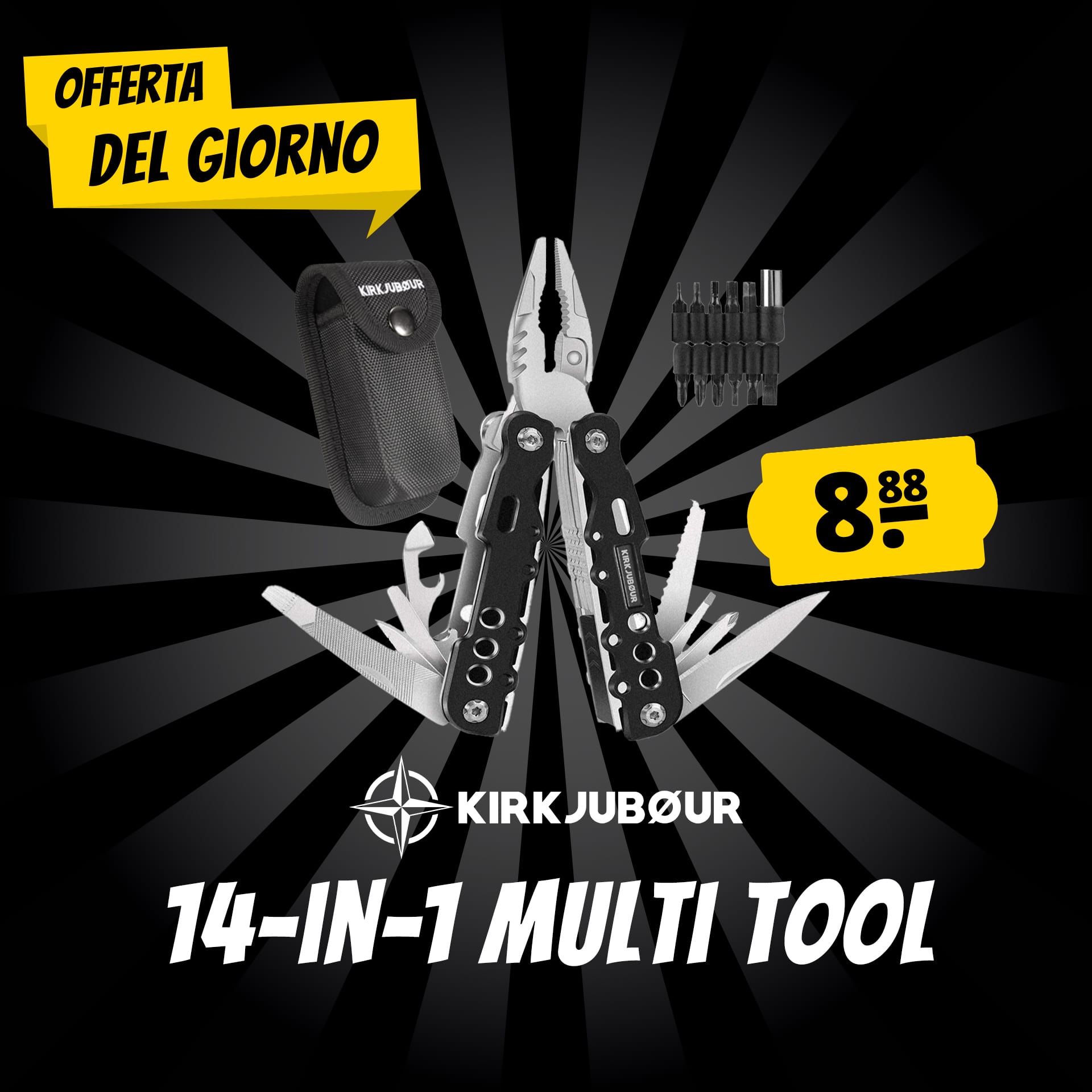 Kirkjubour hoedur multiutensile 14 in 1 in acc