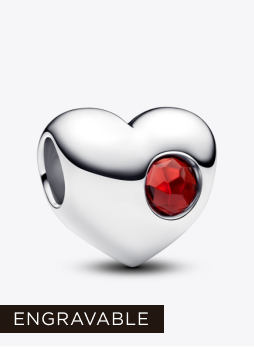 Engravable Red Stone Heart Charm