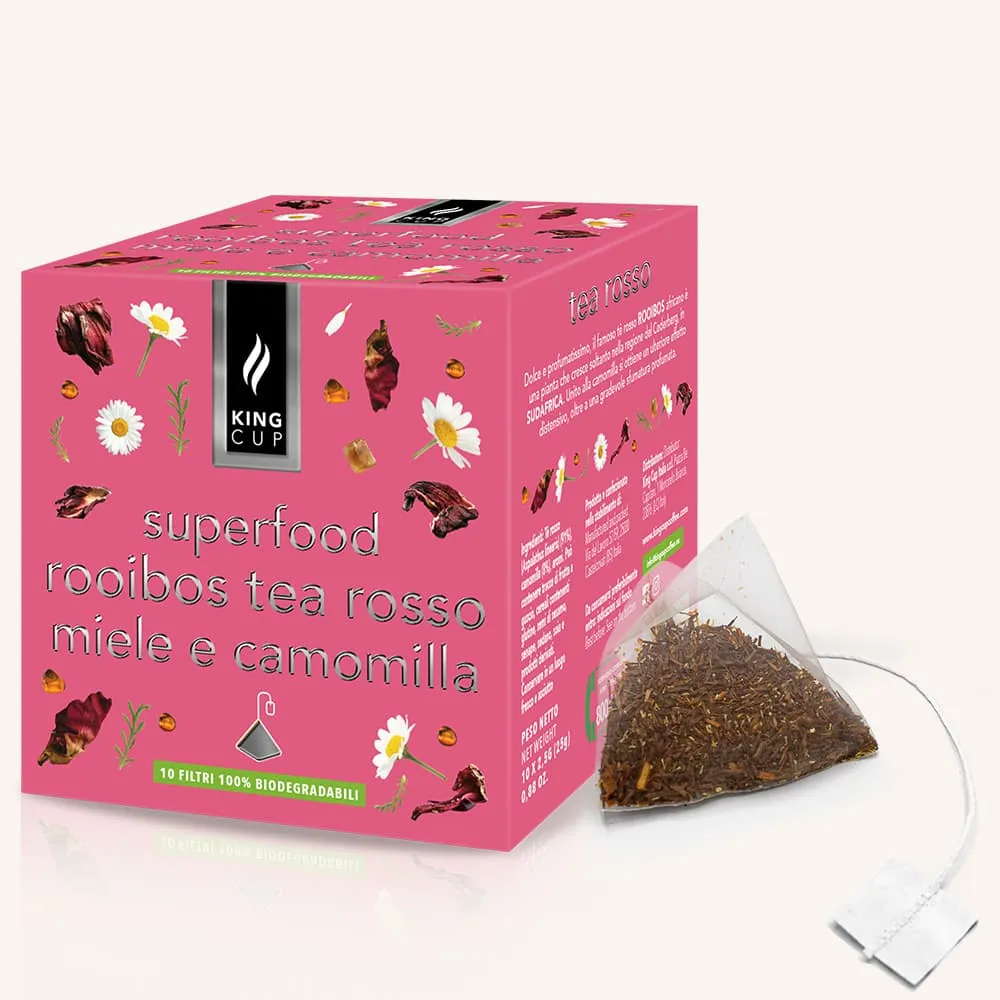 Image of Tea rosso Rooibos miele e camomilla - 10 filtri a piramide