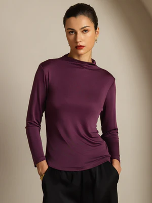 Image of T-Shirt Da Donna Mezzo Turtleneck Pura Seta