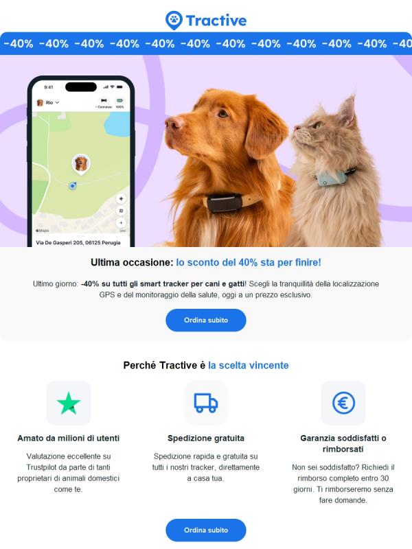 Ancora per poco: -40% sui tracker per cani e gatti