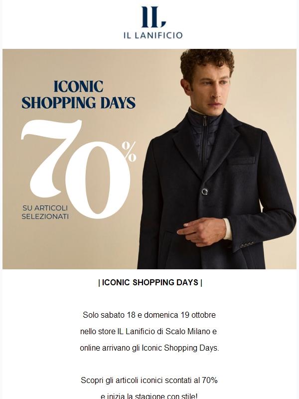 70% su tre articoli💥Iconic shopping days