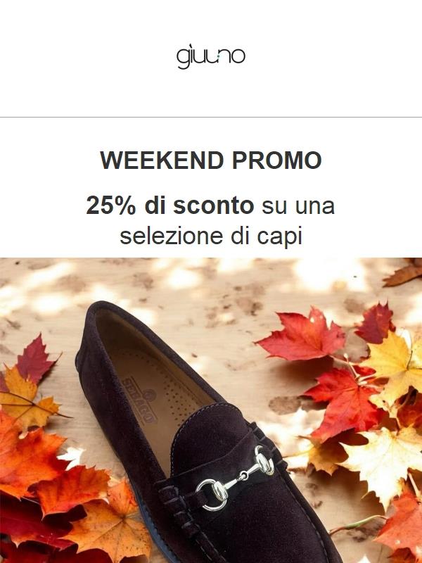 WEEKEND PROMO - 25% si sconto su una selezione di capi Uomo