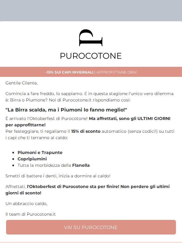Oktoberfest! Ultimi Giorni di -15% su Capi Invernali.