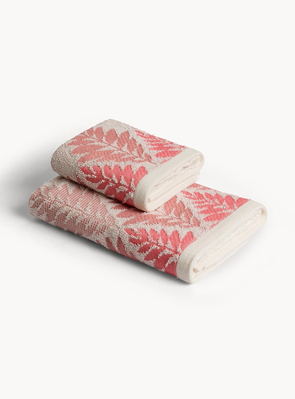 Asciugamano bordo jacquard fantasia foglie