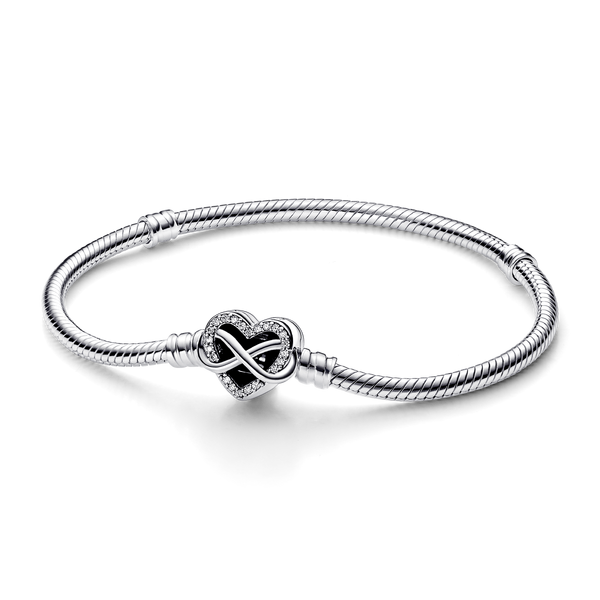 Pandora Moments Sparkling Infinity Heart Clasp Snake Chain Bracelet