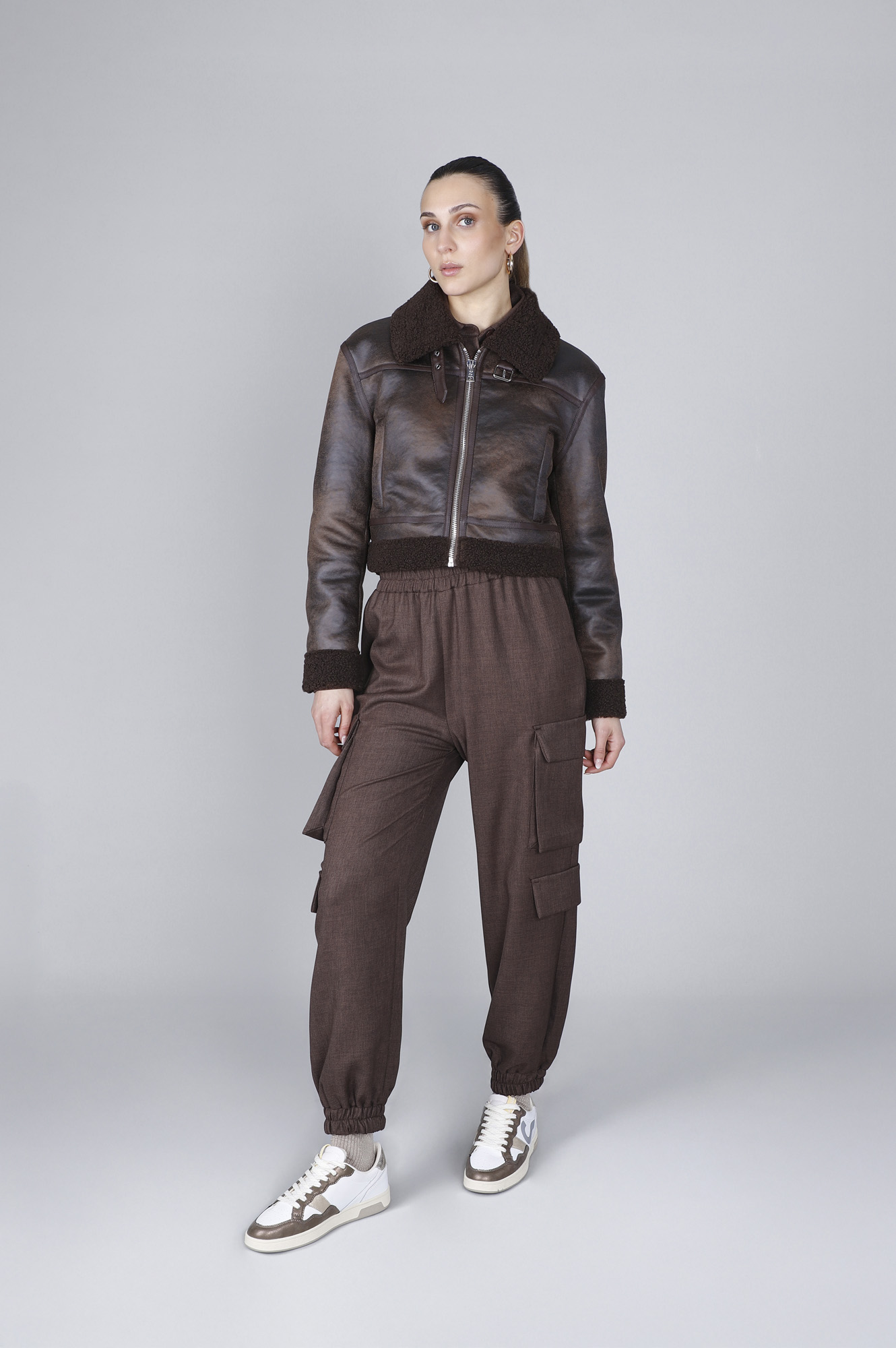 Image of chiodo stile shearling fondente