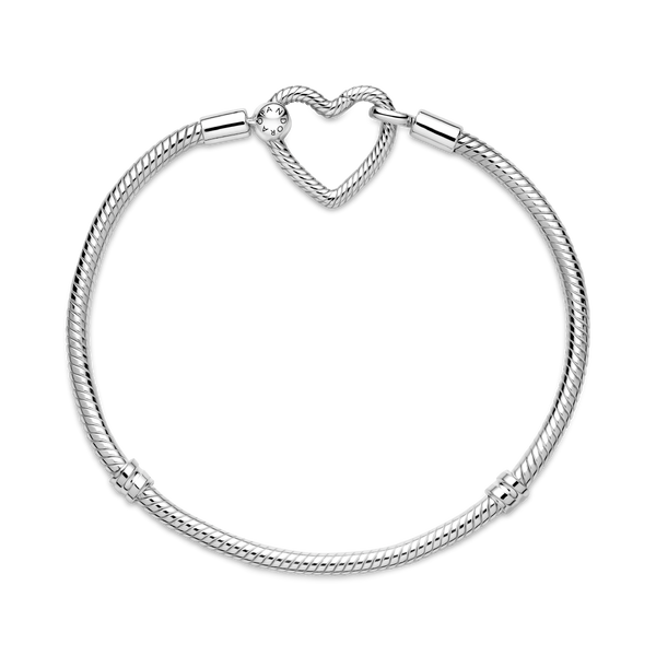 Pandora Moments Heart Closure Snake Chain Bracelet