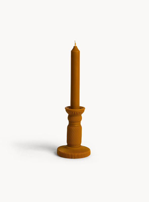 Candela con candeliere in cera