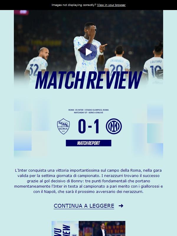 Match review, Roma-Inter 0-1 | Lampo Bonny