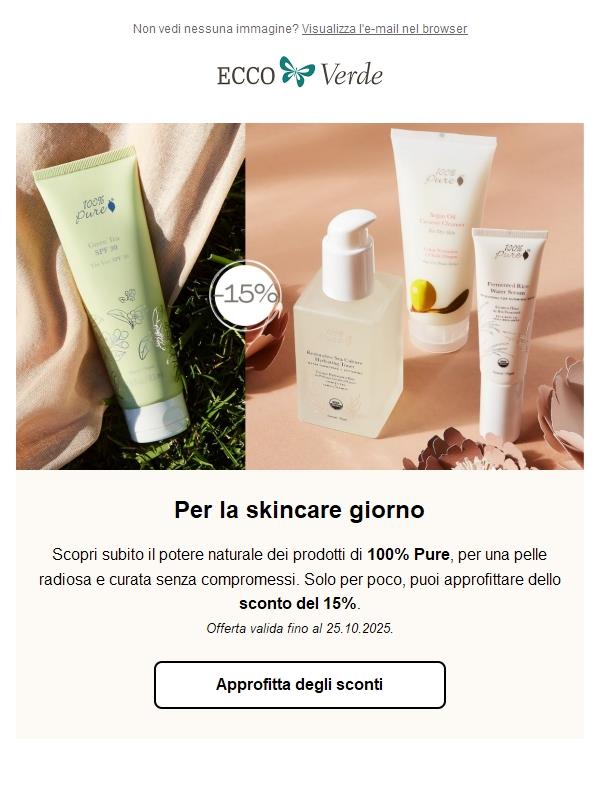 Pelle radiosa con 100% Pure: ora in sconto del 15%! 😍