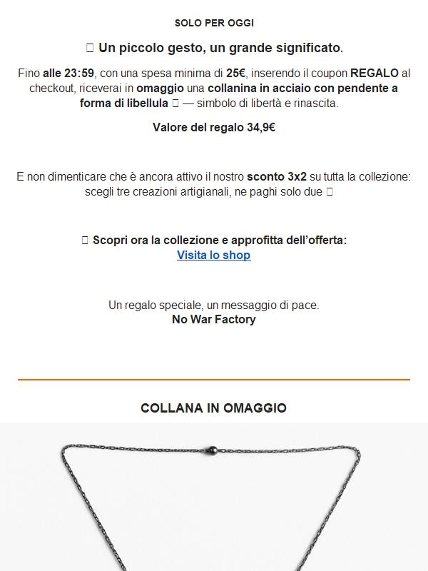 🎁 Solo fino a domenica: ricevi in regalo la collanina con la libellula
