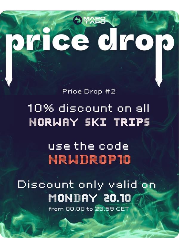 💰🇳🇴 PRICE DROP #2: PROMO CODE IS OUT FOR NORWAY SKI TRIPS
