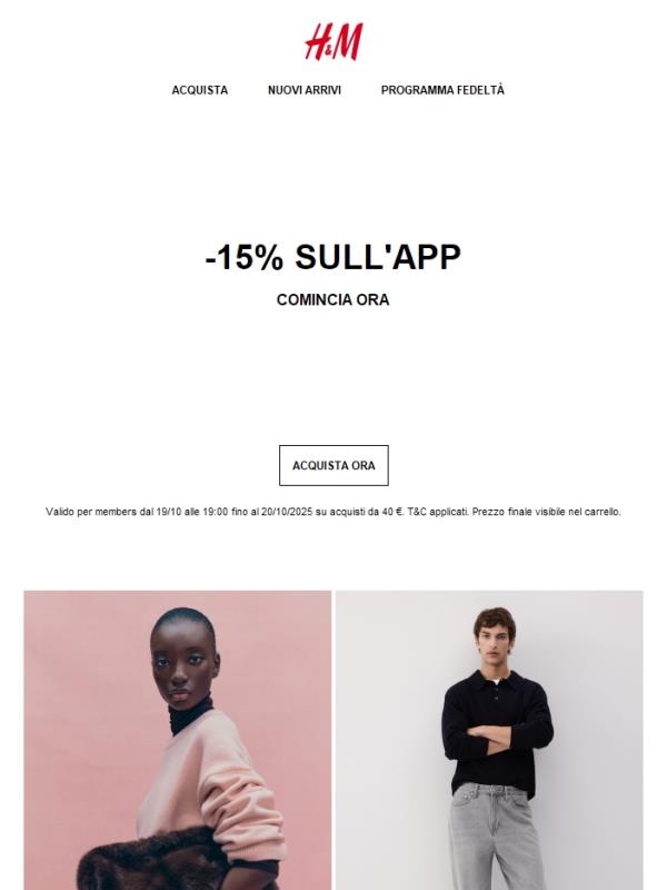 Ora: -15% sull'APP