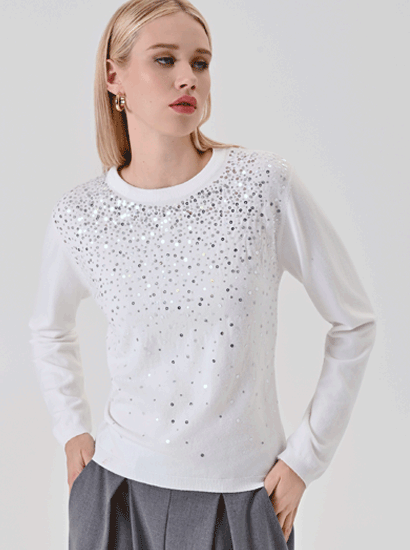 Maglia Panna con Paillettes Dégradé