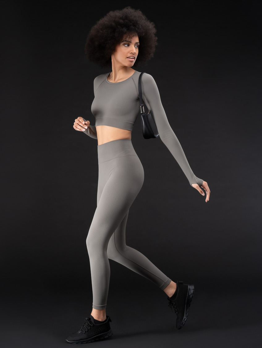 Image of Crop Top Manica Lunga Jump - - Agave