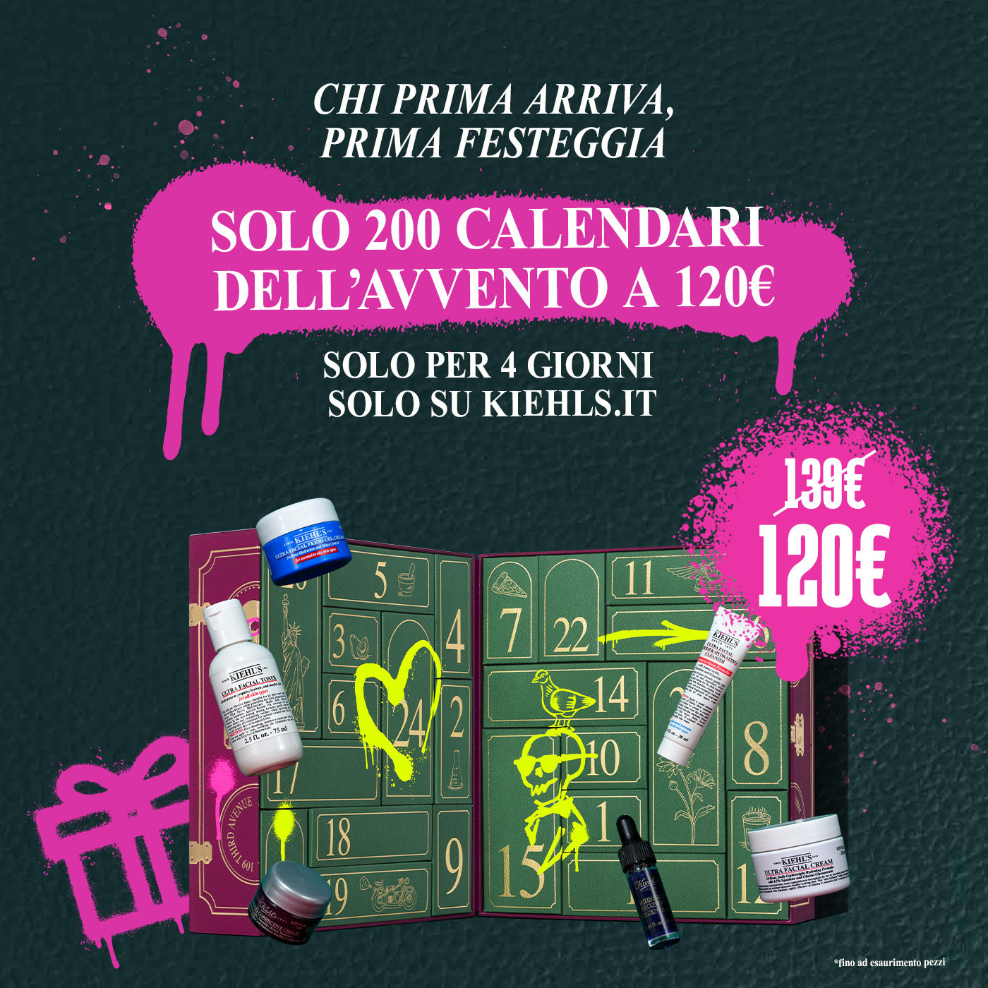 Animazione del Calendario dell'Avvento, da chiuso ad aperto, mostrando i vari prodotti che lo compongono