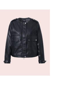 Giacca dal taglio oversize in similpelle con scollo rotondo e zip a cursore doppio