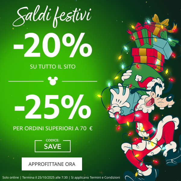 Saldi festivi -20% su tutto il sito 25% per ordini superiori a 70 € Codice: SAVE
