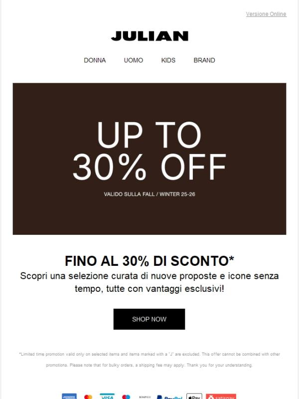 FINO AL 30% | Concediti infinite possibilità di stile