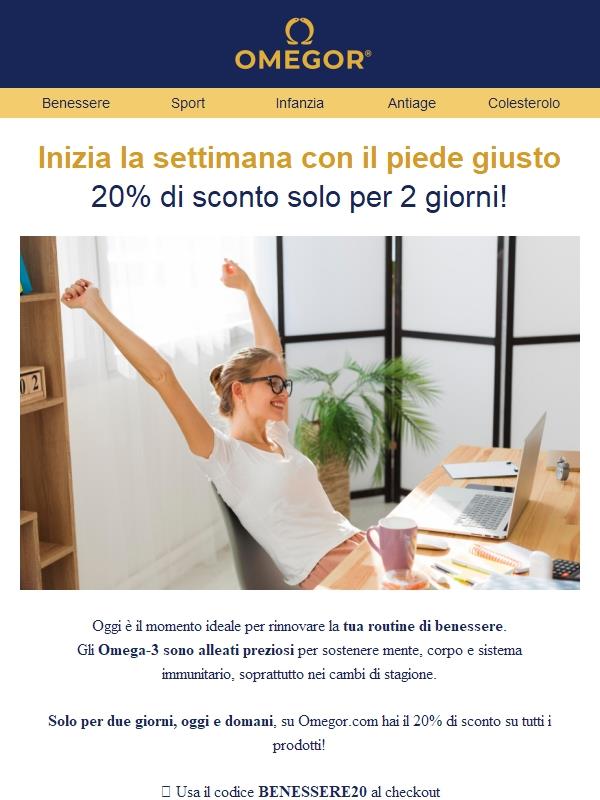 Inizia la settimana con il piede giusto! -20% solo per 2 giorni!