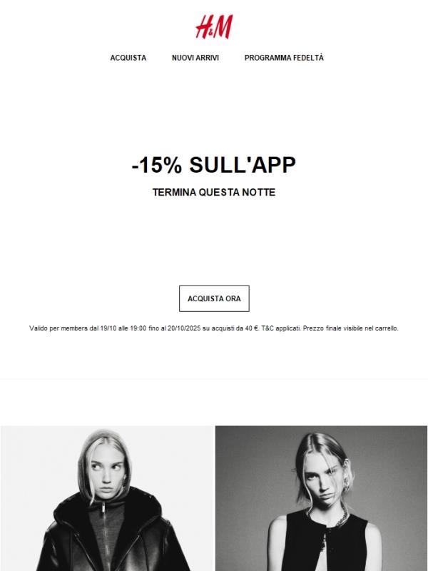 Ultimo giorno: -15% sull'app