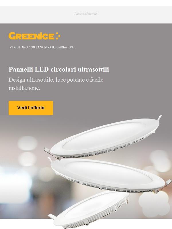 Placche LED circolari ultrasottili da incasso. Massimo risparmio!