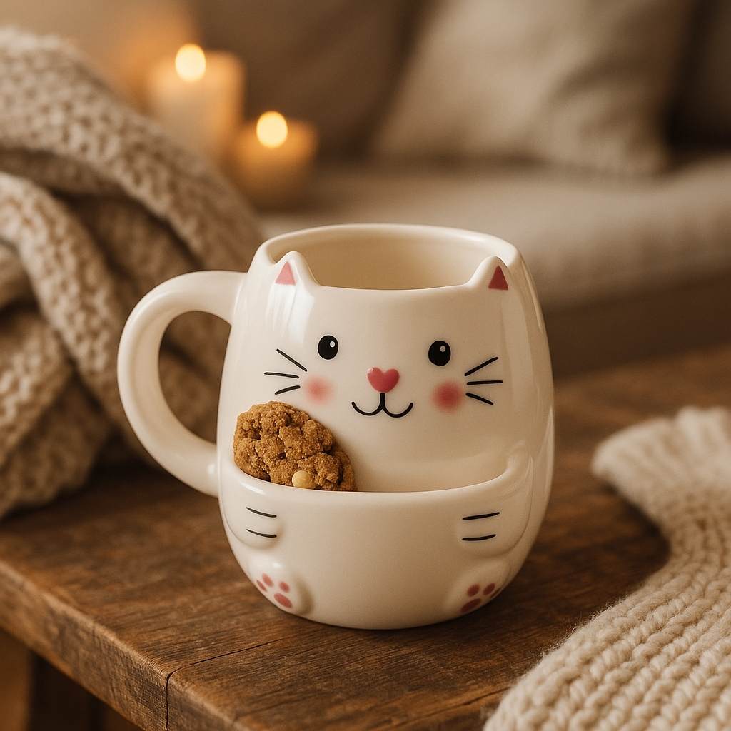 Image of Tazza con gatto e Scomparto per Biscotti