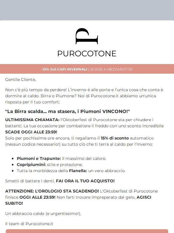 Scade a Mezzanotte! -15% su Capi Invernali.
