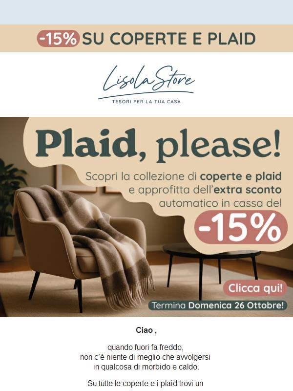 🍂 L'autunno si veste di magia: extra -15% su plaid e coperte