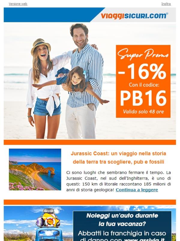 -16% sulle polizze e un viaggio nella Jurassic Coast