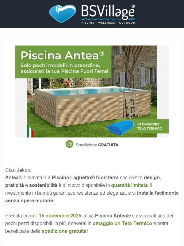 🎁 Novità 2025: torna la Piscina Antea® con un Regalo e Spedizione Gratuita!