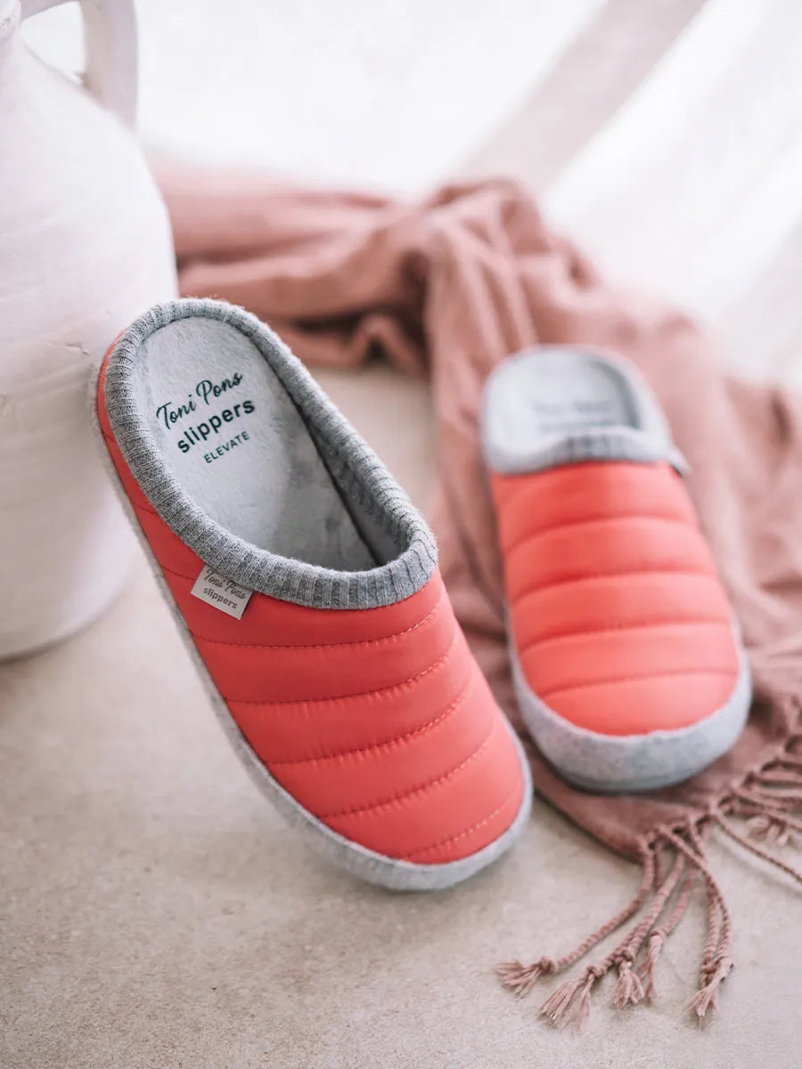 zapatillas de casa con cuña coral
