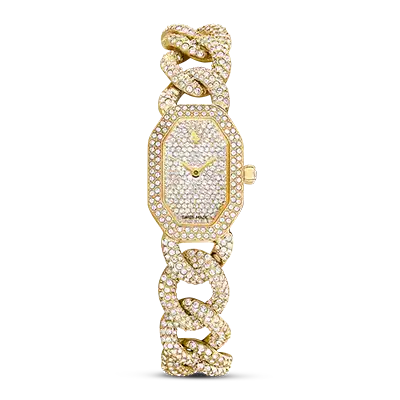 Orologio Dextera Chain, Swiss Made, Bracciale in cristallo, Tono dorato, Finitura in oro