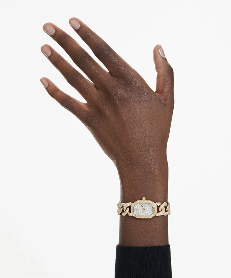 Orologio Dextera Chain, Swiss Made, Bracciale in cristallo, Tono dorato, Finitura in oro