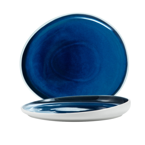 30.5x28 cm - Abyssos Dinner Plate Oblique In Stoneware Set 2 Pz