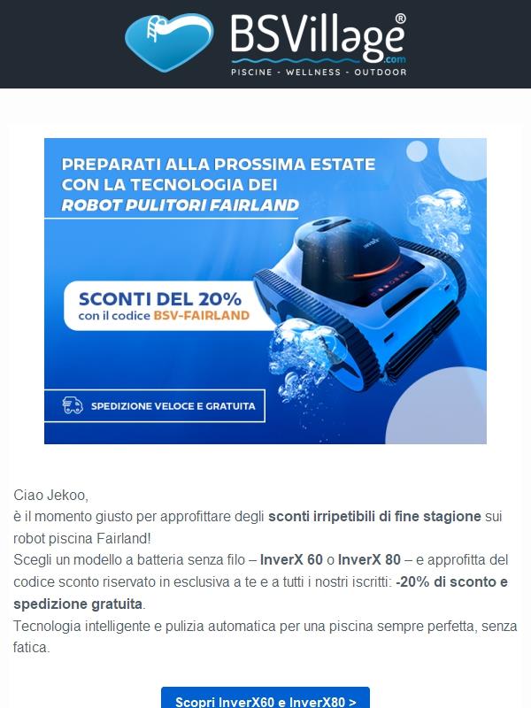 -20% sui Robot senza filo Fairland fino al 31/10!
