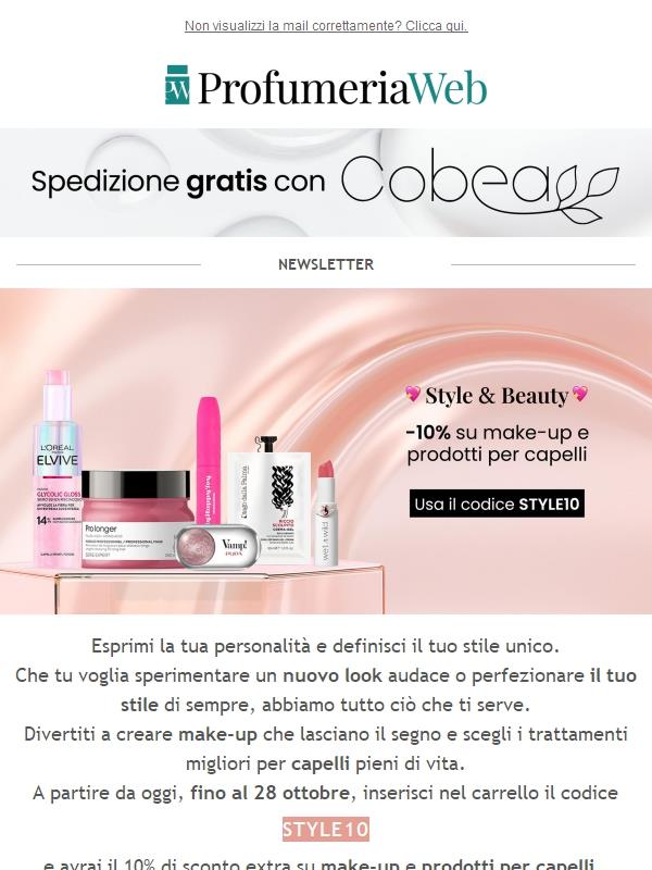 💖 -10% extra su make-up e prodotti per capelli!
