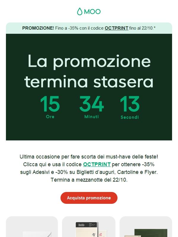 📣 Ultima chiamata per risparmiare fino al 35% sui prodotti stampati 📣