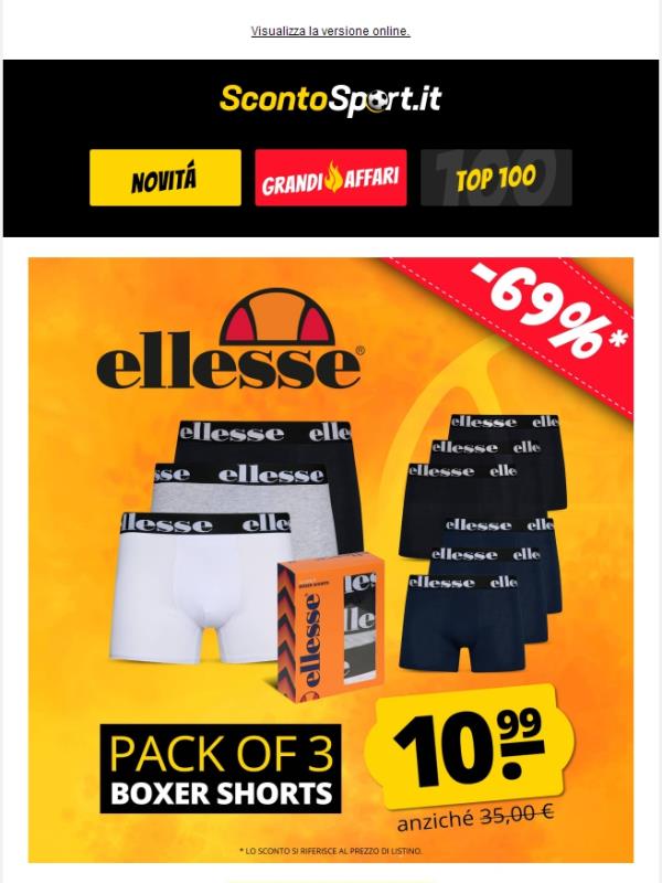 Boxer ellesse in confezione da 3 a soli 10,99 €! 👌🤑