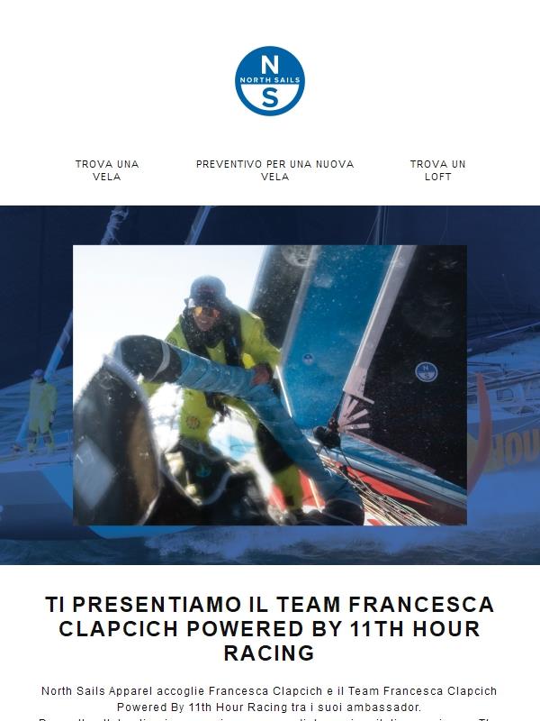 North Sails Nominata Fornitore Ufficiale di Abbigliamento del Team Francesca Clapcich Powered by 11th Hour Racing