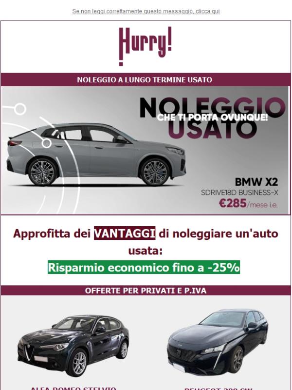 💲FINO al -25% sul NOLEGGIO DI UN' AUTO USATA🚘: X2, 308 SW, Avenger, e tante altre!