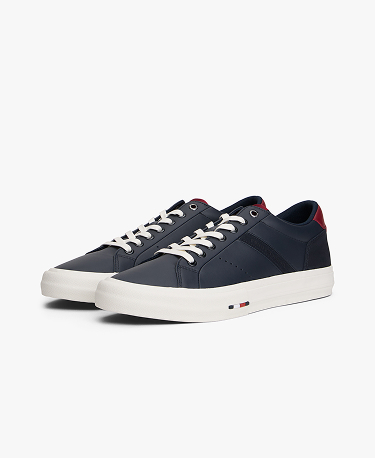 Sneakers in pelle con mix di texture