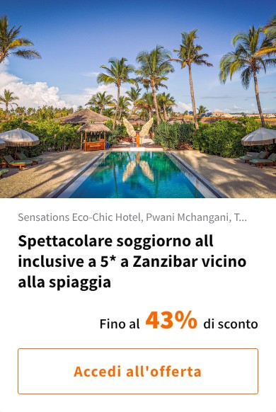 Spettacolare soggiorno all inclusive a 5* a Zanzibar vicino alla spiaggia