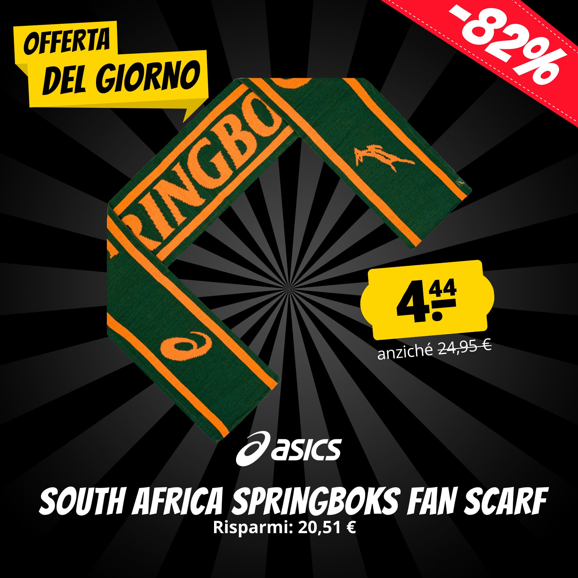 south africa springboks asics rugby sciarpa da fan