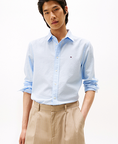Camicia regular fit in tessuto dobby