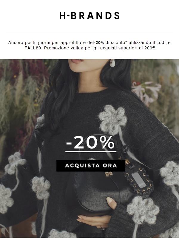 -20% sulla nuova collezione: solo fino a domenica ⏰