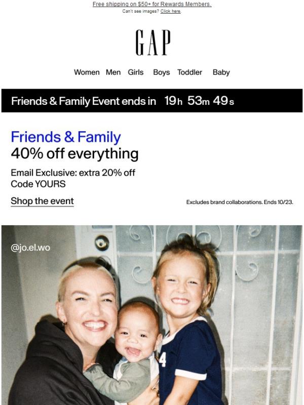 Expires today: 40% off everything + email bonus 20%