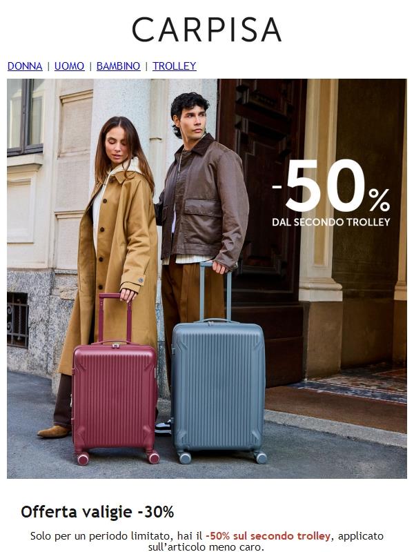 Acquista due trolley: il secondo meno caro lo paghi al 50%! ✈️