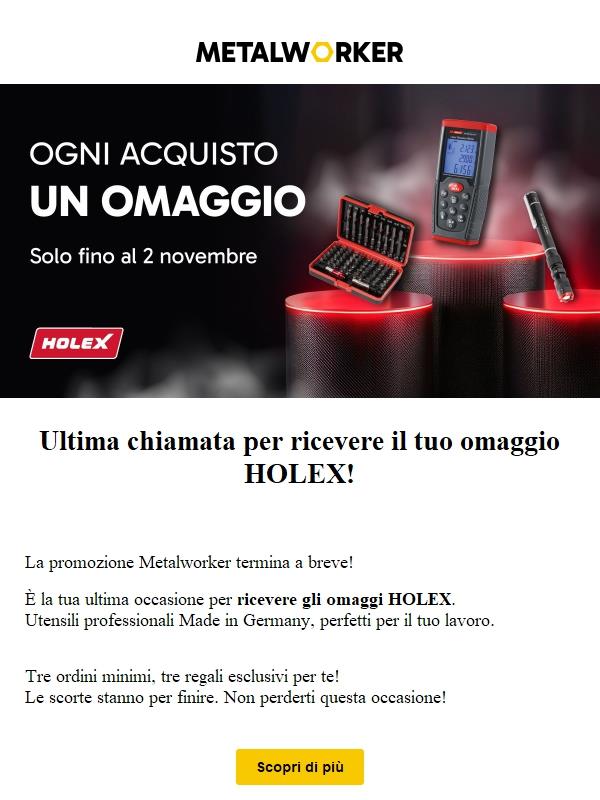 Ancora pochi giorni per il tris di utensili HOLEX in omaggio🎁